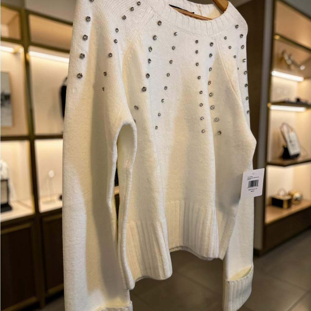 Ellen Tracy Ivory Sweater with Metallic Details - Picture 7 of 11